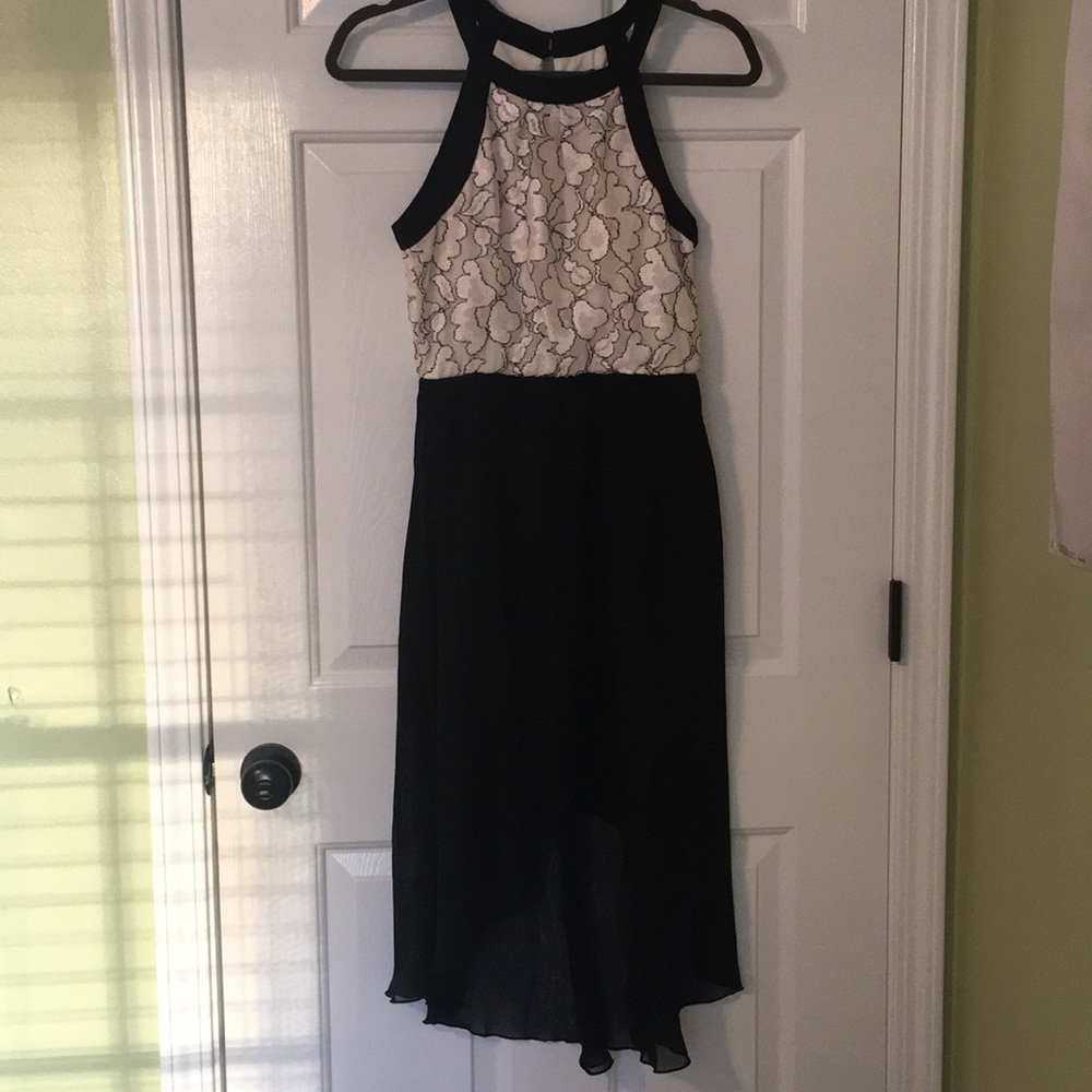 Black and white high-low dress